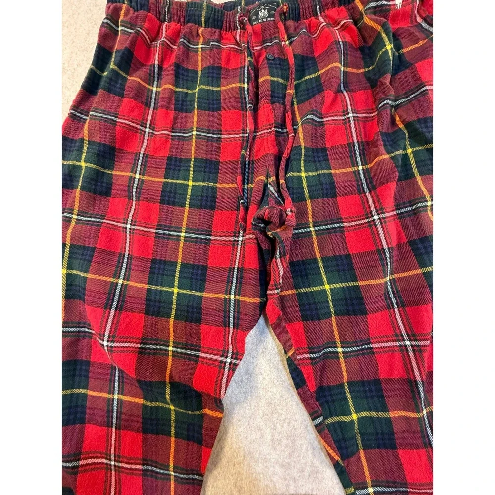 Polo Ralph Lauren Mens Red Tartan Plaid Flannel‎ Pajama Pants Sleepwear Large L